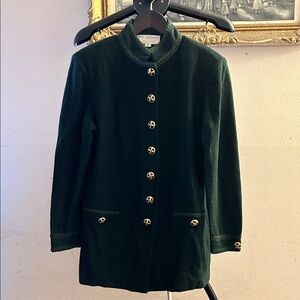 St. John Dark Green Blazer with Gold Buttons